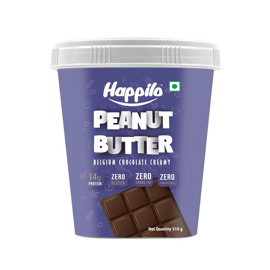 Happilo Belgium Chocolate Peanut Butter Creamy 500g, Protein Rich, Roasted Peanuts, No Added Sugar