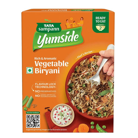 Tata Sampann Yumside Ready to Eat Veg Biryani, 330g, Instant Food, Ready in 60 secs