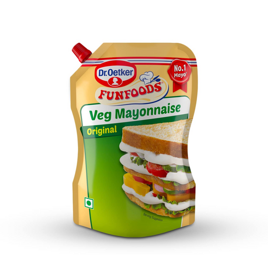 Dr. Oetker FunFoods Veg Mayonnaise Original | Mayonnaise for Sandwich, Burger, Wraps | 100% Veg Mayonnaise Family Pack of 875g/800g Weight My Vary