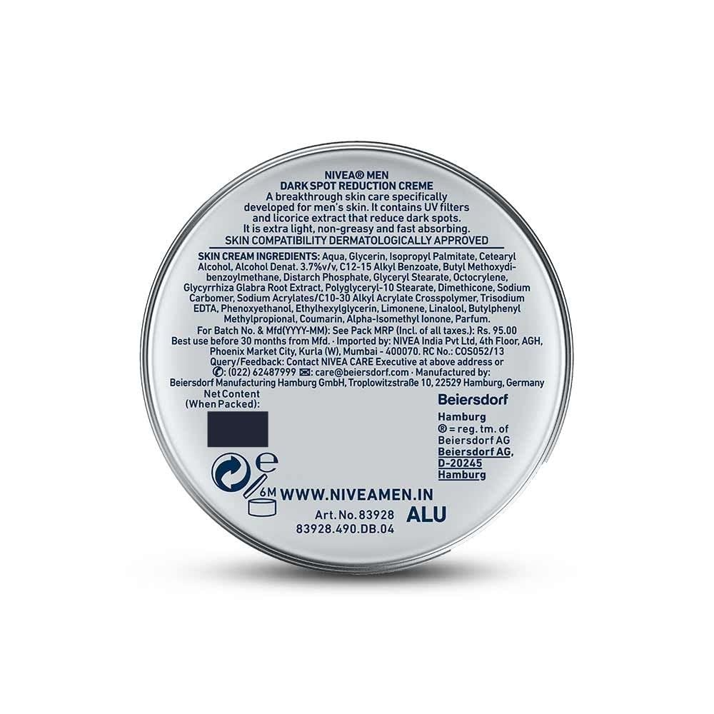 Nivea Men Creme, Dark Spot Reduction, Non Greasy Moisturizer, Cream With Uv Protect, 150 ml