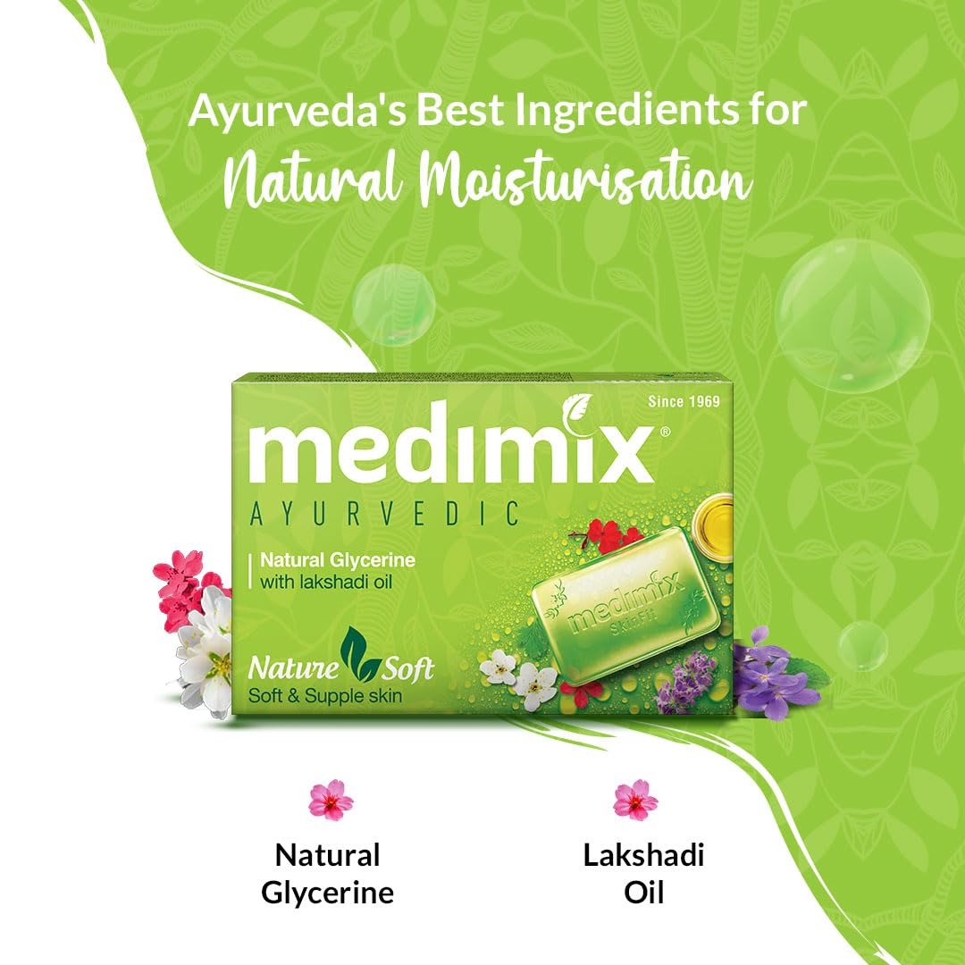 Medimix Ayurvedic Natural Glycerine Bathing Bar, 125 G (Pack Of 8)