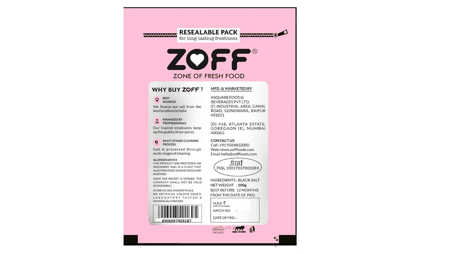 ZOFF Premium Pink Salt and Black Salt Powder Combo |Each 1 KG | Net weight 2KG