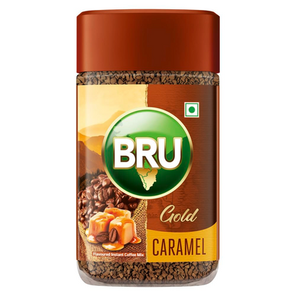 Bru Gold Caramel 55g | Flavoured Instant Coffee | Flavourful Twist to Your Everyday Coffee | Made with Freeze-Dried Coffee | Makes 40 cups |