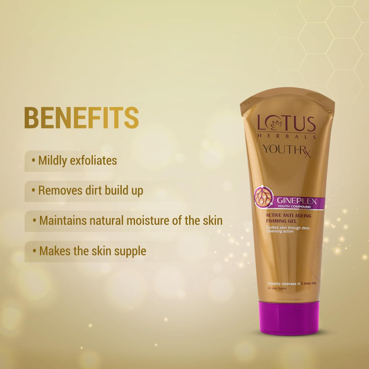 Lotus Herbals YouthRx Active Anti Ageing Foaming Gel Face Wash | With Jojoba, Ginseng & Ginger | 50g