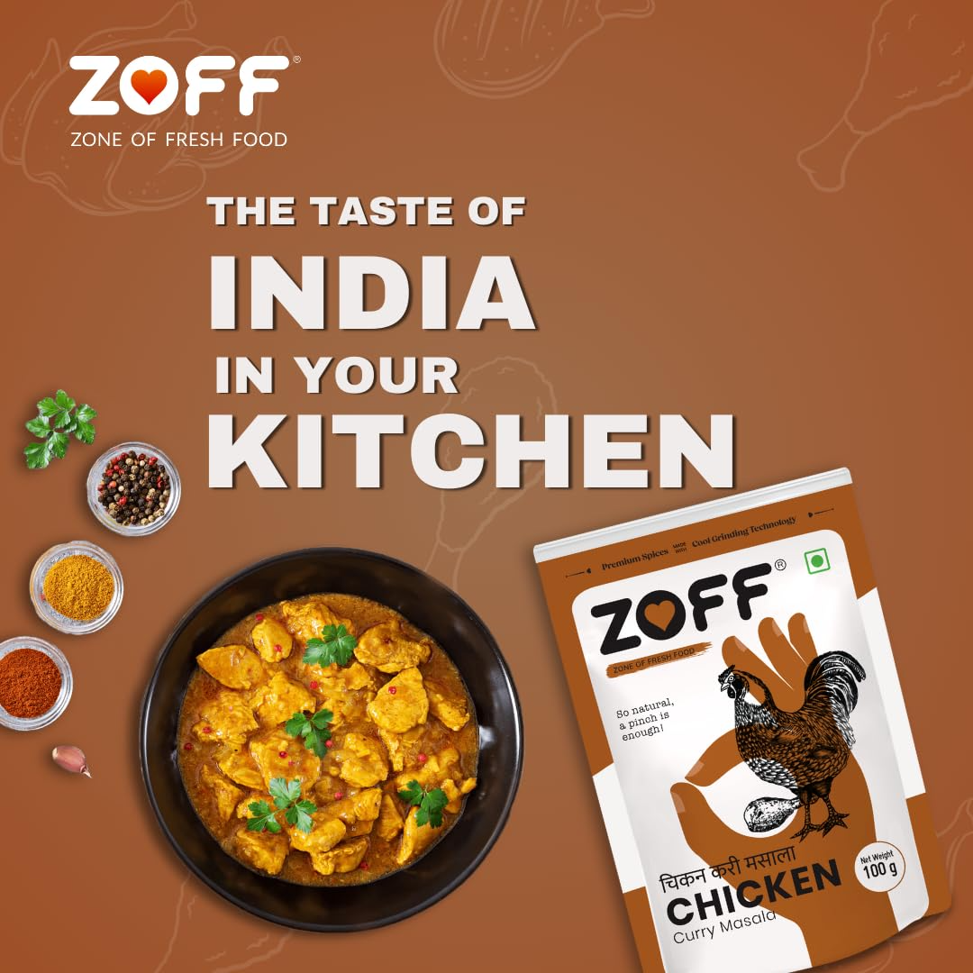 Zoff Masala Trio: Chicken, Meat and Garam Masala Powder | Pack of 3* Each 100g | Premium Zip Lock Pouch | Net weight - 300g