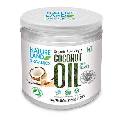 Natureland Organics Coconut Oil 400 Ml - Organic Raw Virgin Oil