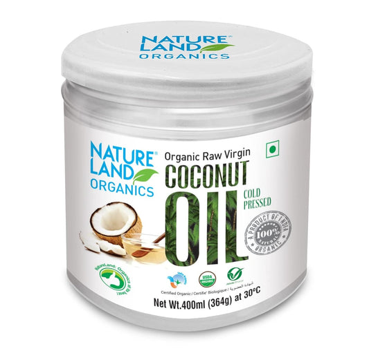 Natureland Organics Coconut Oil 400 Ml - Organic Raw Virgin Oil