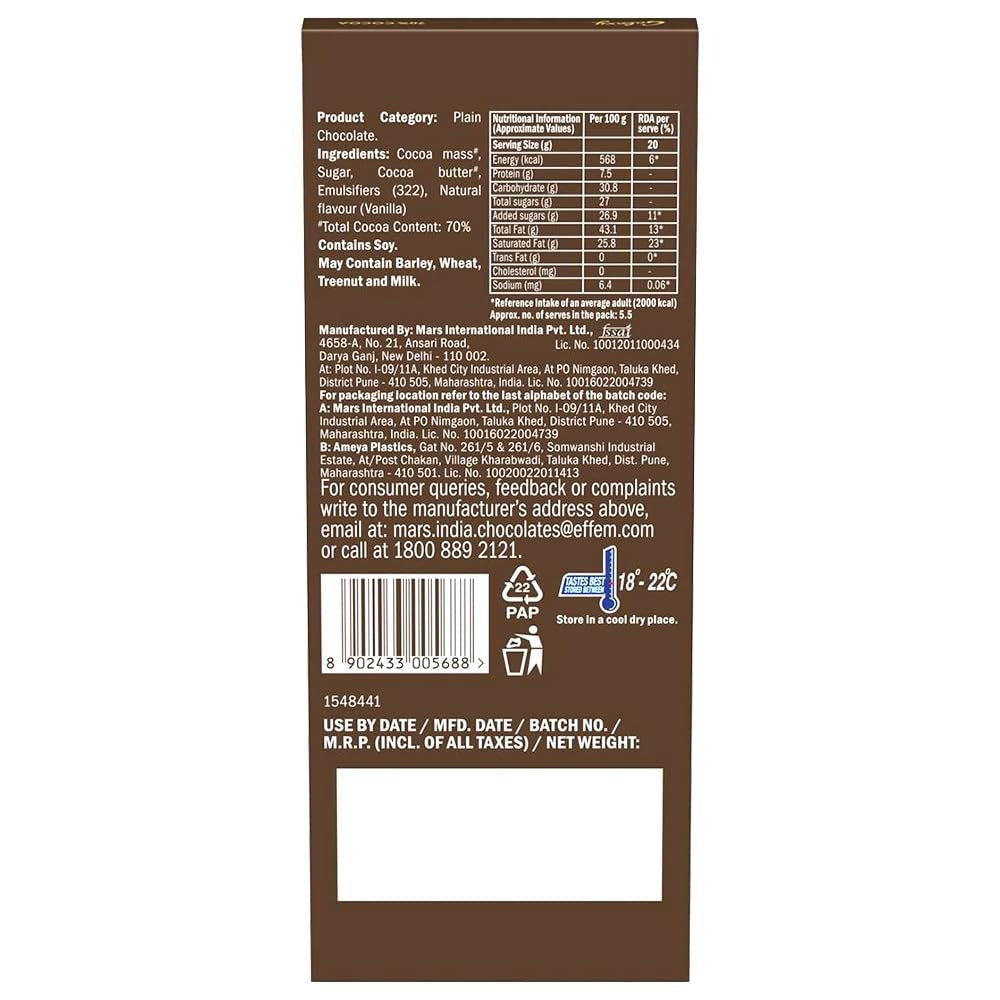 Galaxy Fusions Dark Chocolate Valentine's Gift Bar | With 70% Cocoa | Dark Chocolate Bar | Luxuriously Smooth & Deliciously Intense | 110g | Pack of 4