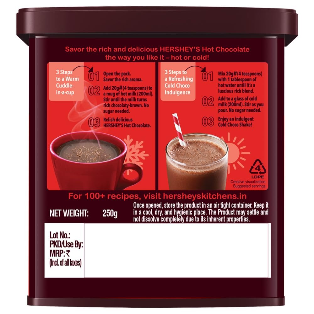 HERSHEY'S Hot Chocolate Drink Powder Mix, 250 g