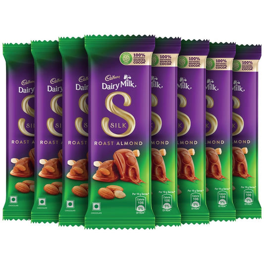 Cadbury Dairy Milk Silk Roast Almond Chocolate Bar, 58 g (Pack of 8)