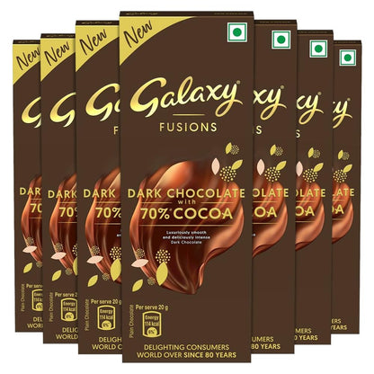 Galaxy Fusions Dark Chocolate Valentine's Gift Bar | With 70% Cocoa | Dark Chocolate Bar | Luxuriously Smooth & Deliciously Intense | 110g | Pack of 4