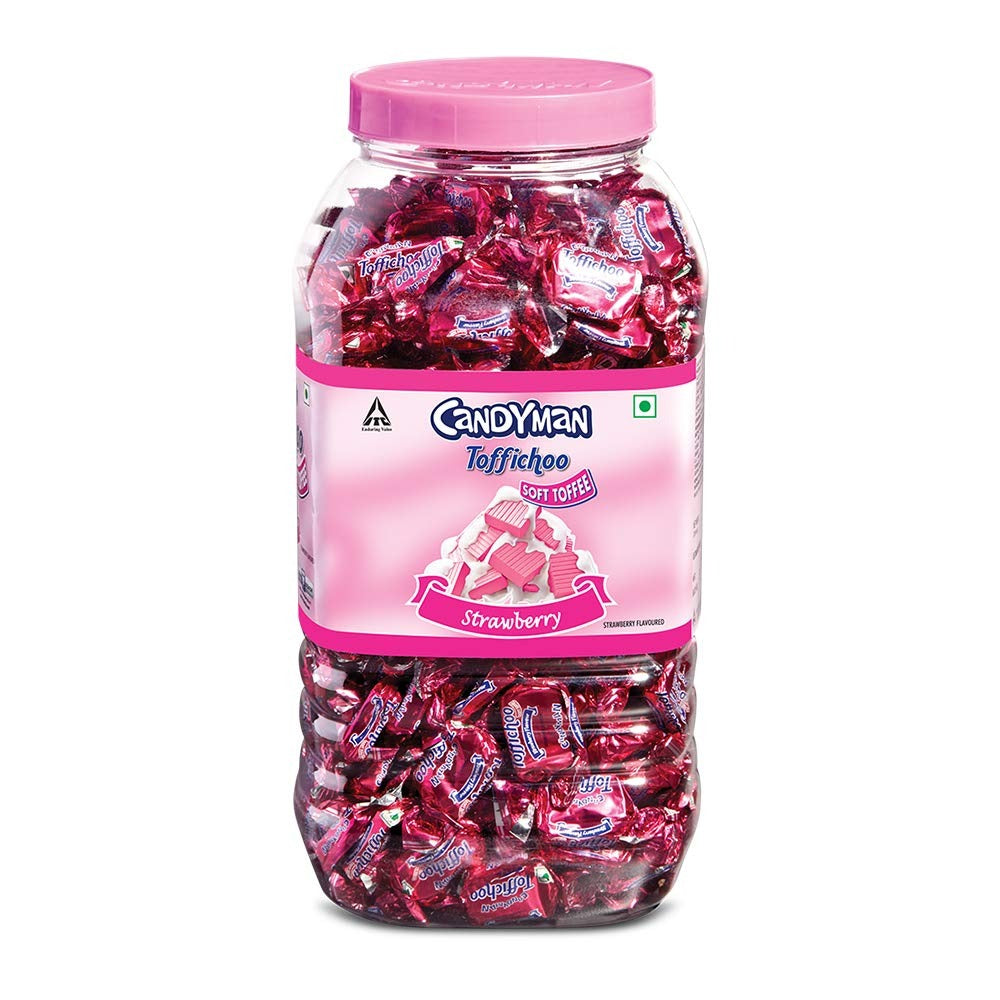 Candyman Toffichoo, Strawberry -( 320units *2.4g) Soft Toffees for In-home Serves, 780g