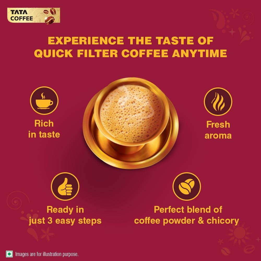 Tata Coffee Quick Filter Tin, 100G, Powder, Coffee, Can