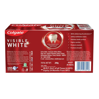 Colgate Visible White Toothpaste 200g (100g x Pack of 2)