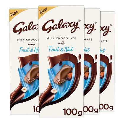 Galaxy Silky Smooth Fruit & Nut Valentine's Chocolate Gift Bar | Rich & Creamy Bar | Loaded With Milk, Rich Hazelnut & Raisins | 52g | Pack of 8