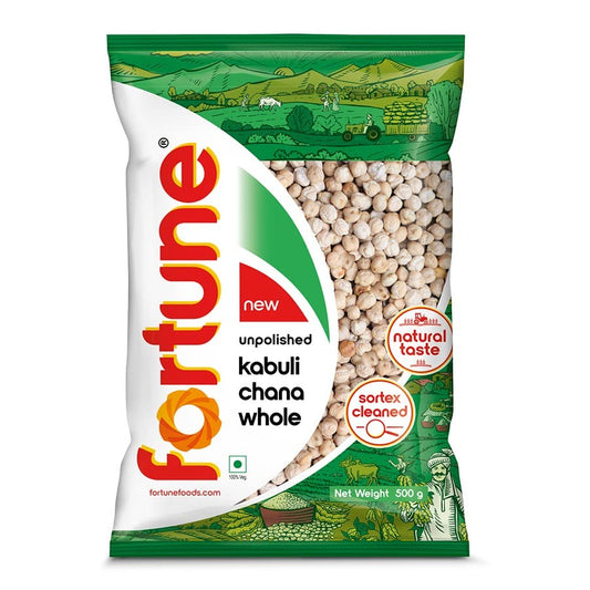 Fortune Kabuli Chana, 500 g, Unpolished and Sortex cleaned