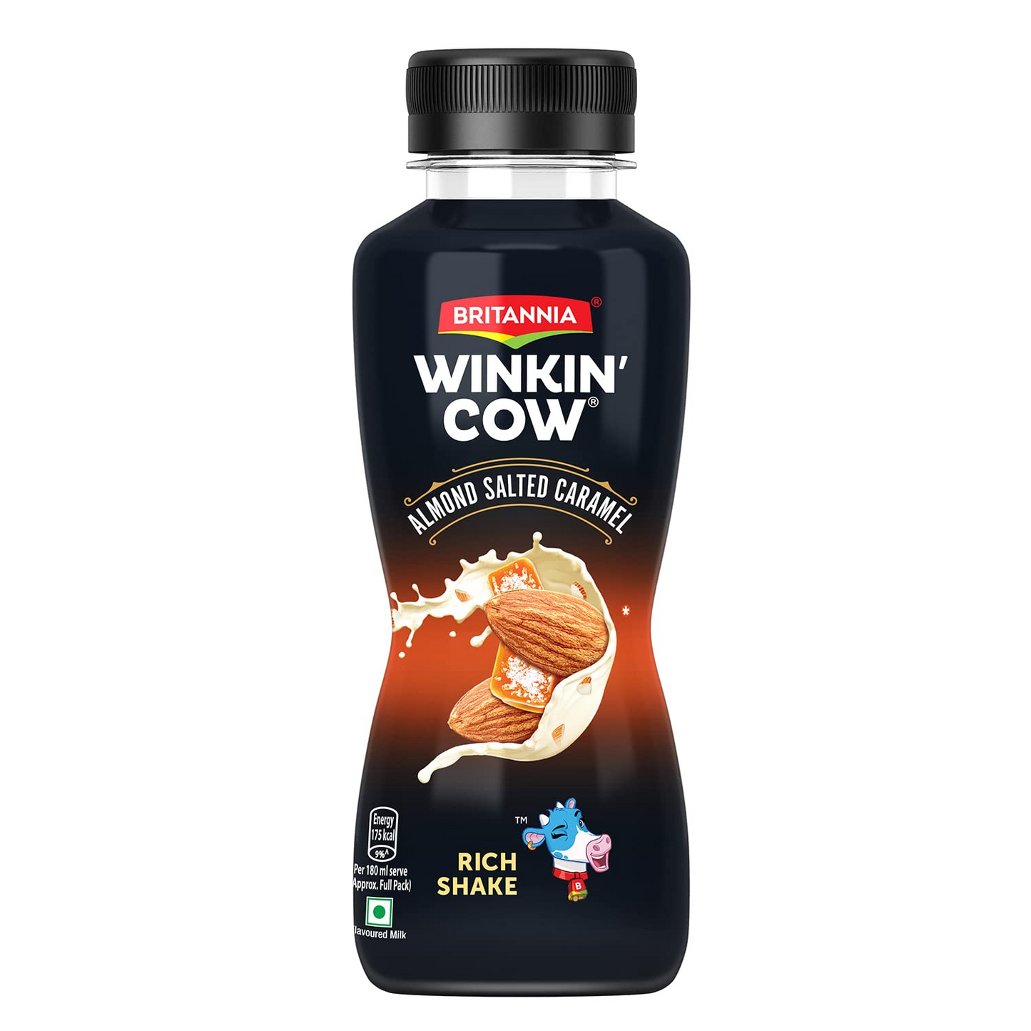 Britannia Winkin Cow Badam Flavoured Milk, 180 ml Pet Bottle