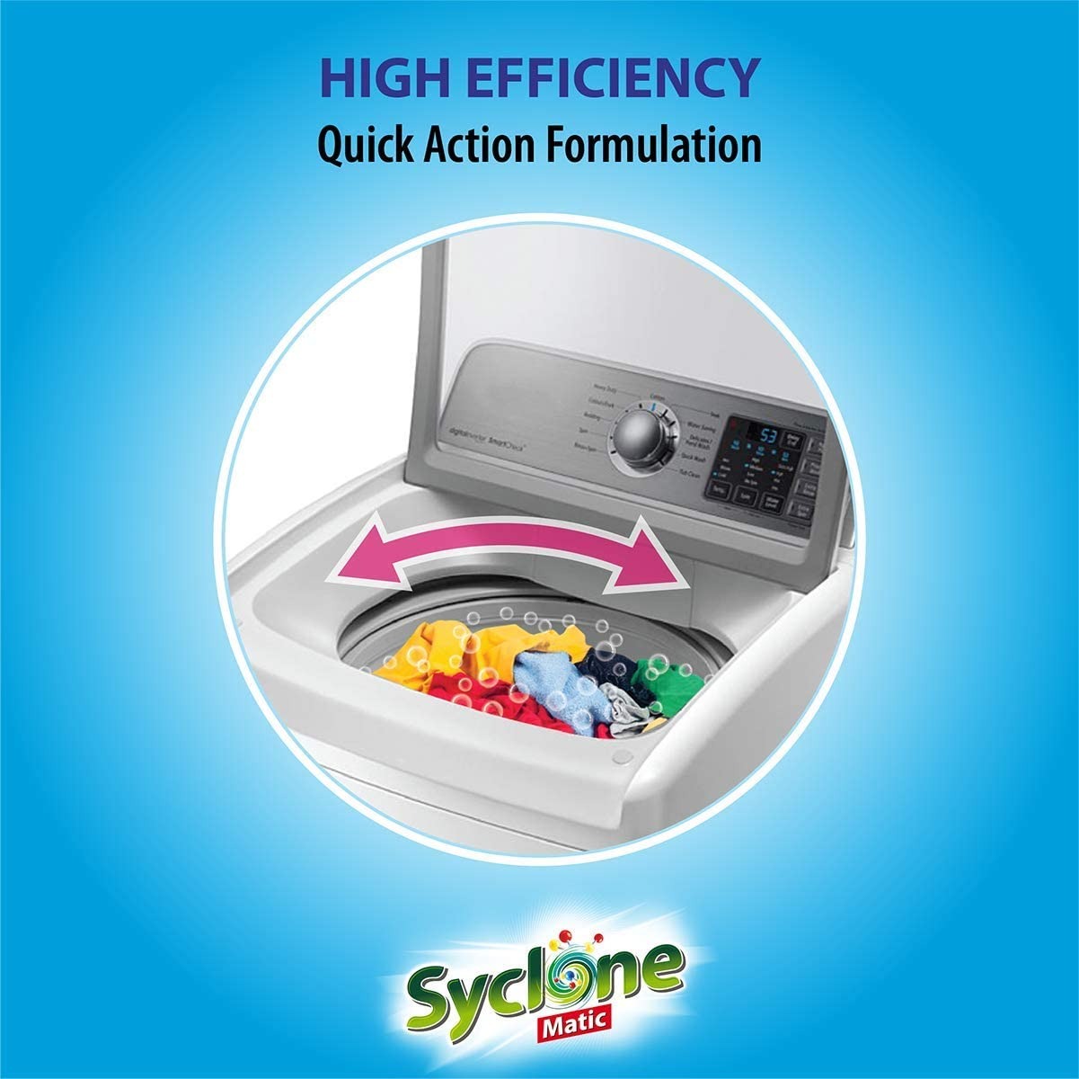 Syclone Matic Top Load Detergent Powder for Washing Machine, 2kg