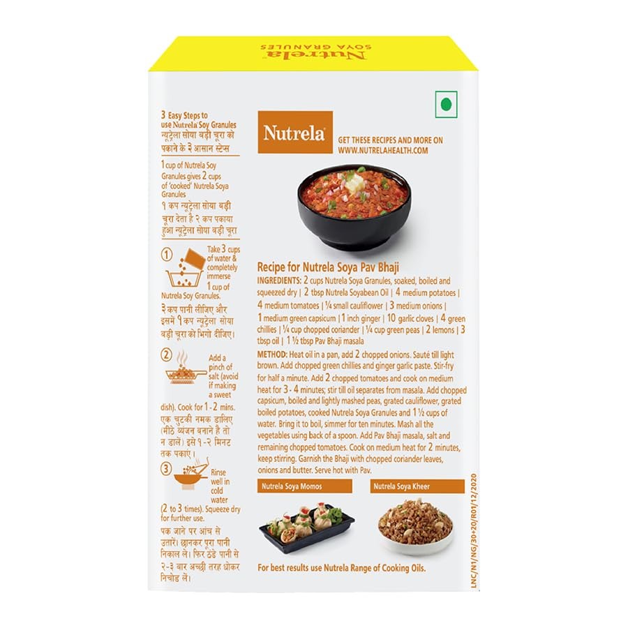 52% Dhaakad Protein 100% vegan Good source of Iron and Calcium Very versatile, cook as you like Tasty and hygenic