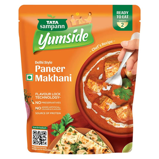 Tata Sampann Yumside Ready to Eat Paneer Makhani, 285g, Instant Food, Delhi Style, Ready in 60 Secs