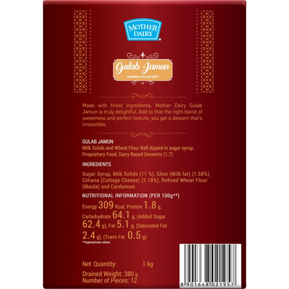 Mother Dairy Gulabjamun, 1000 grams, Box