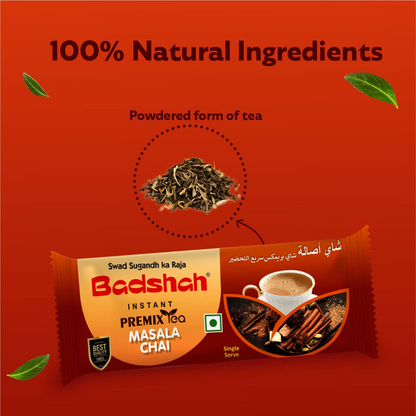 Badshah Instant Premix Masala Tea Powder, 140g (14g x 10 Sachets) / 100% Natural