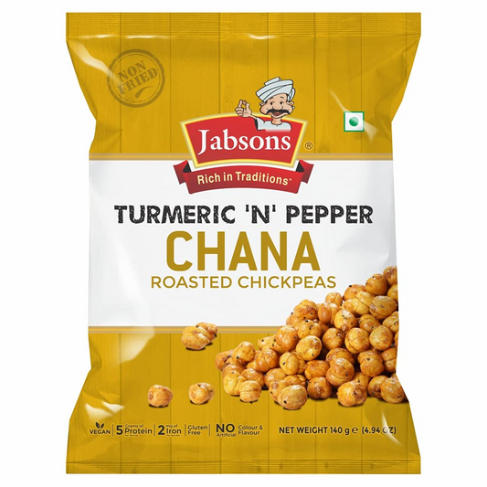 Jabsons Turmeric 'N' Pepper Chana-140 g |Roasted Chana |Roasted Namkeen Snacks