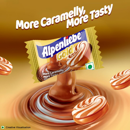 Alpenliebe Gold, Caramel Candy, 144 g (40 Pieces)