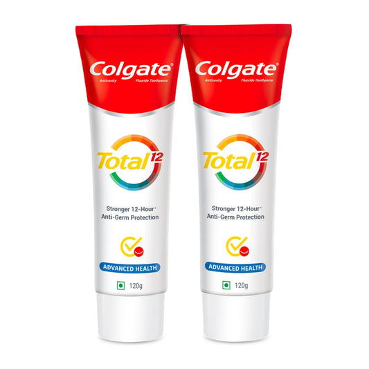 Colgate Total 120 gm + 120 gm (240 gm) Advanced Health Antibacterial Toothpaste, Saver Pack, Whole Mouth Health, Stronger 12-Hour Anti-Germ Protection