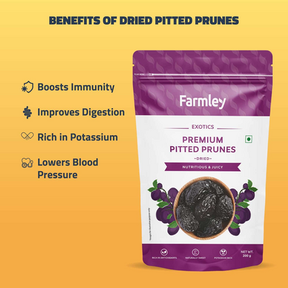 Farmley Premium California Pitted Dried Prunes 200 grams High in Vitamins and Fiber