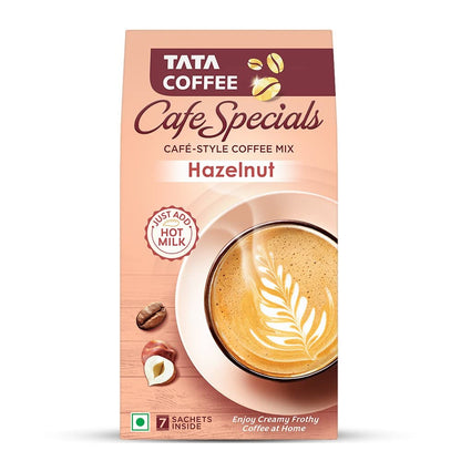 Tata Coffee Cafe Specials, Cafe-Style Coffee Mix, Deliciously Creamy & Frothy Coffee, Hazelnut Flavour, 7 Sachets (7 x 14.5 g)