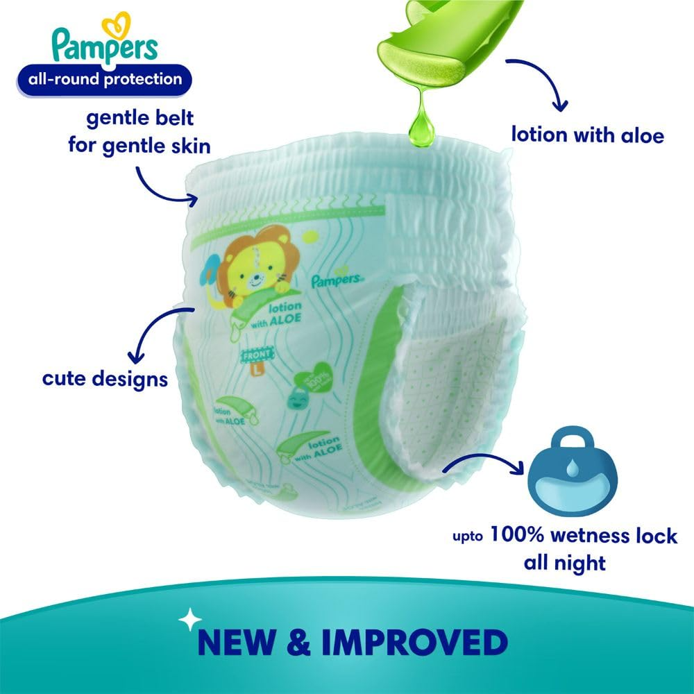 Pampers All round Protection Pants Style Baby Diapers, XX-large (XXL) Size, 42 Count, Anti Rash Blanket, Lotion with Aloe Vera, 15-25kg Diapers