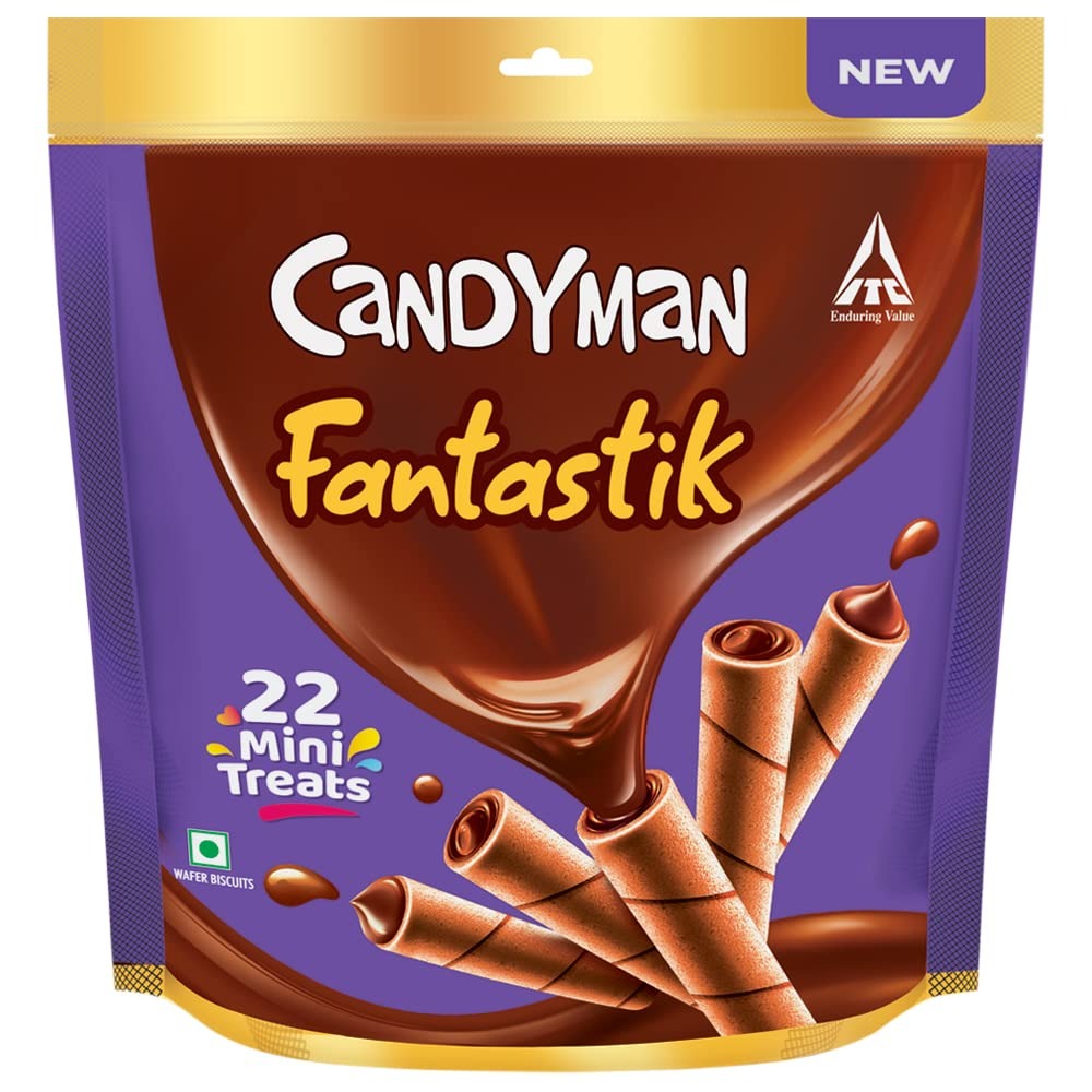 Candyman Fantastik Mini Treats Choco Wafer Rolls Chocolate, 125.4g