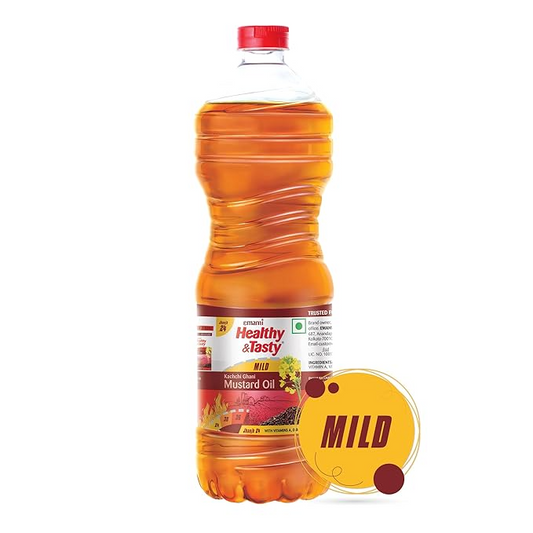 Emami Healthy and Tasty Kachi Ghani Mustard Oil Pet Bottle, 900g/1L