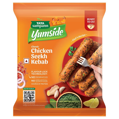 Tata Sampann Yumside Ready to Eat Chicken Seekh Kebab, 180g, Instant Food, Ready in 20 min