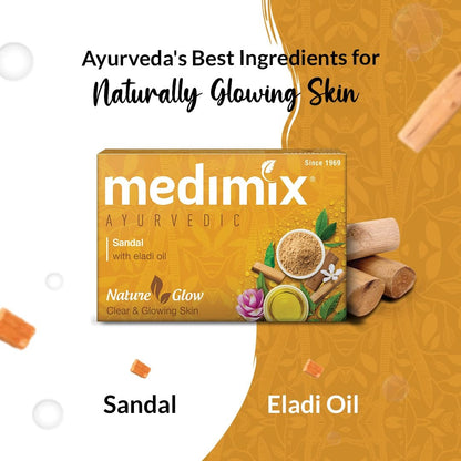 Medimix Ayurvedic Sandal Bathing Soap 125gm (Combo Pack of 8) | With Eladi Oil For Naturally Glowing Skin | Shop Herbal