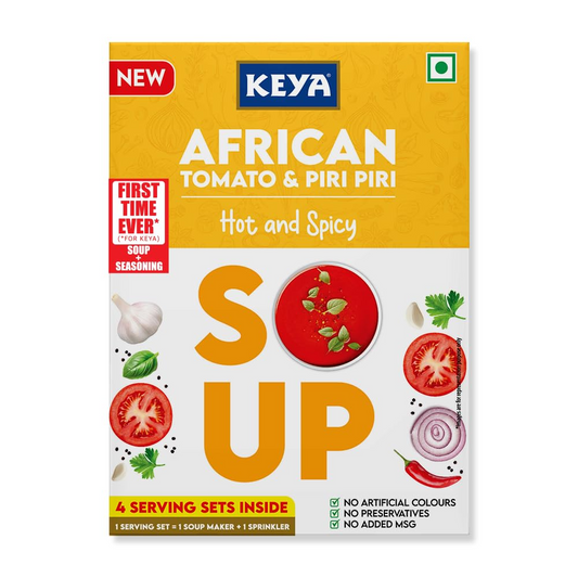 Keya Fresh and Delicious African Soup | Tomato & Piri Piri| Instant Mix | Hot & Spicy | No Added Preservatives | No Chemical | Serves 4| 56g