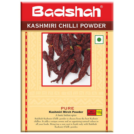 Badshah Kashmiri Red Chilli/Chilly Powder/Natural and Fresh Lal Mirch Powder / 100 Gram/No Preservatives/Pack of 1 / Basic Indian Spices