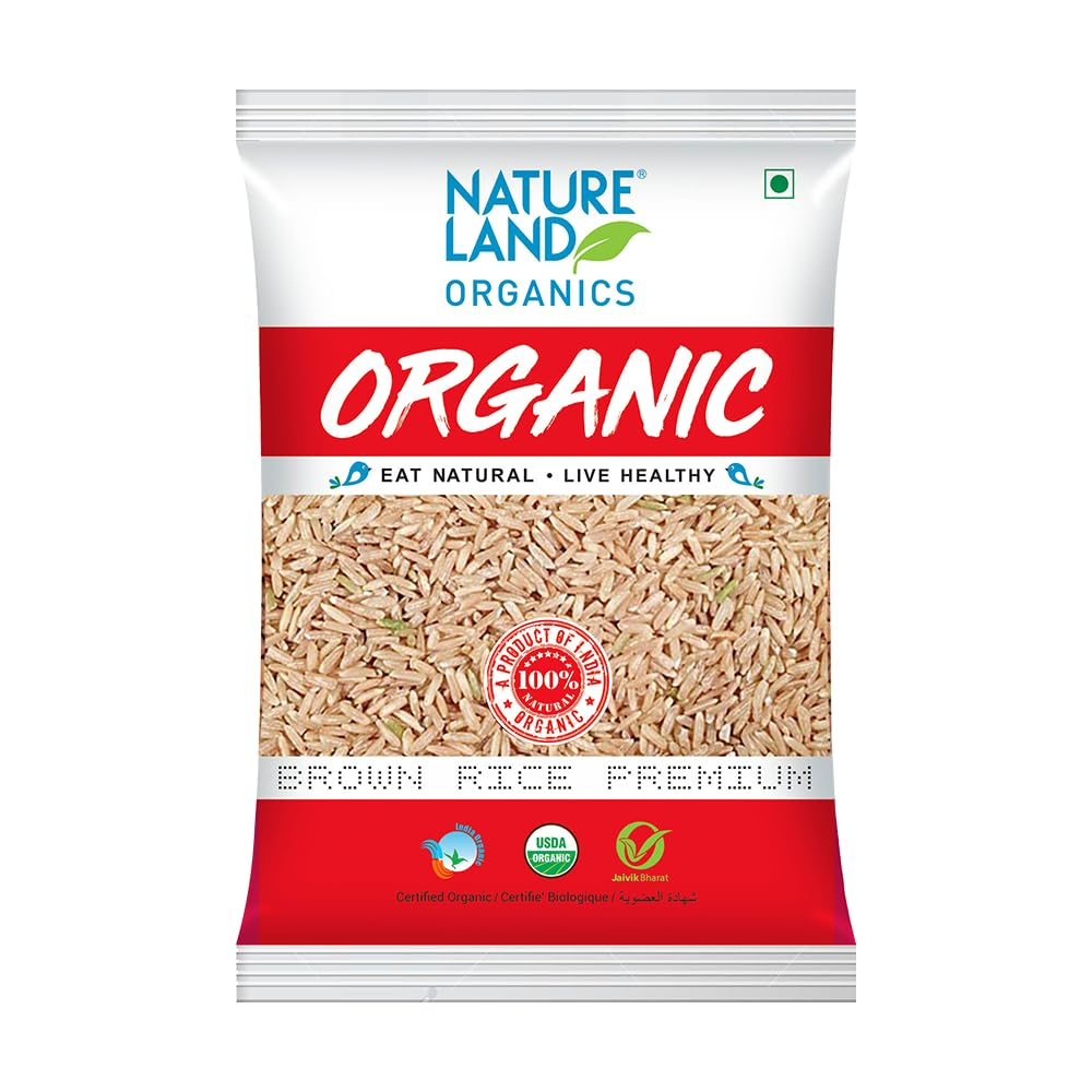 Natureland Organics Brown Rice Premium 1 Kg - Organic Healthy Rice