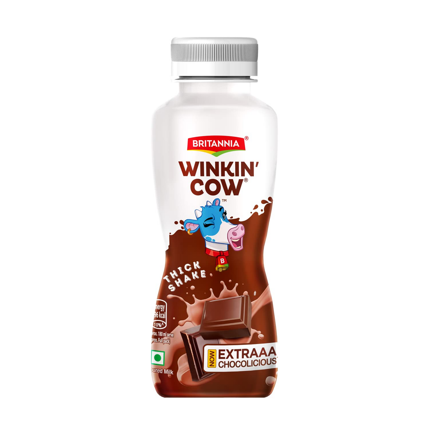 Britannia Winkin Cow Badam Flavoured Milk, 180 ml Pet Bottle