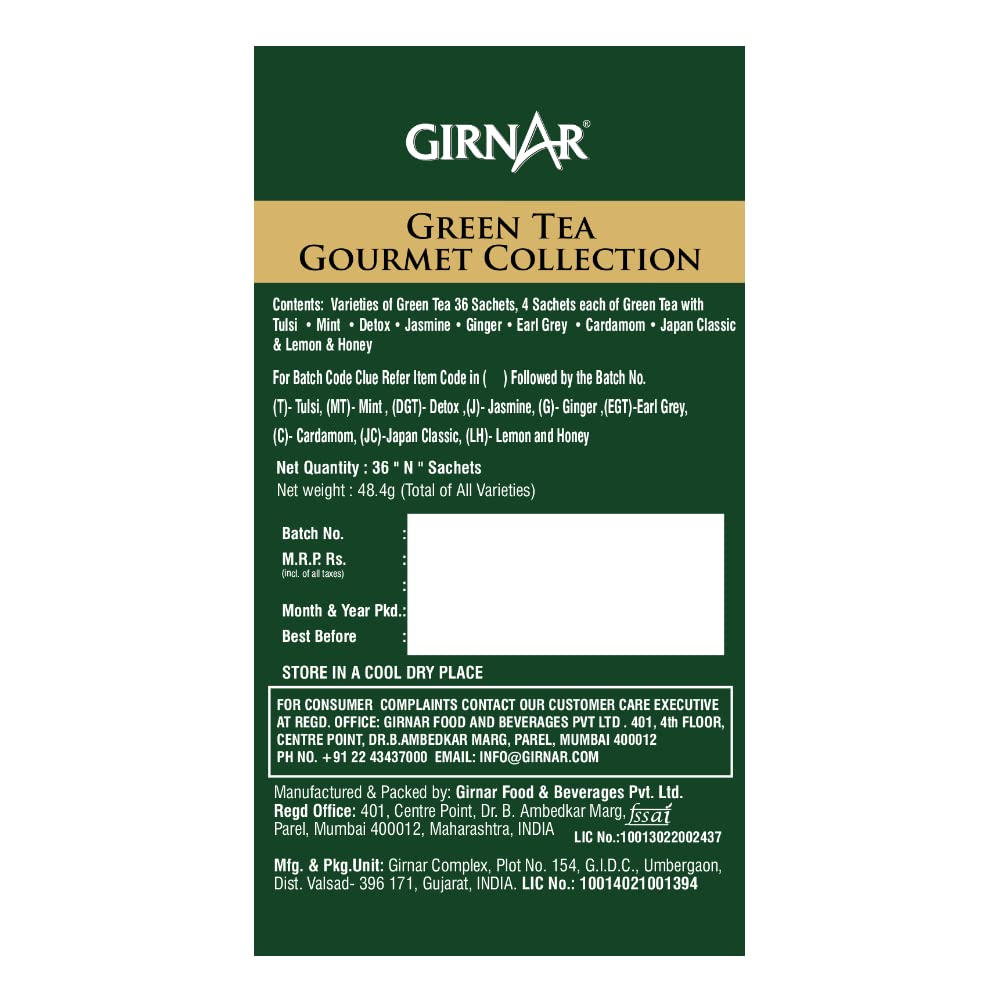 Girnar Green Tea Gourmet Collection (36 Tea Bags)