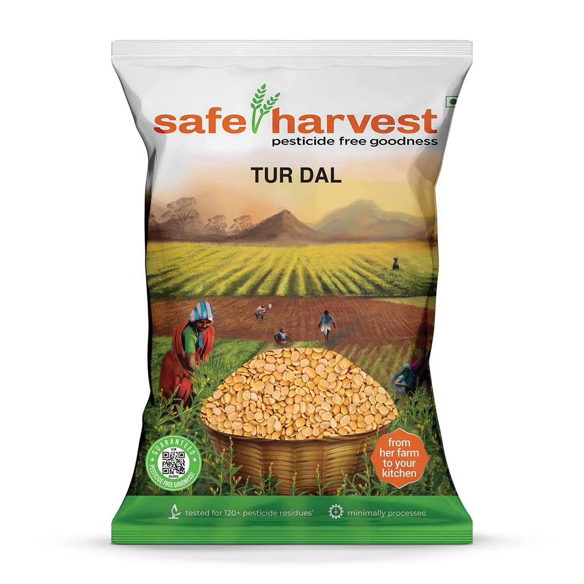 Safe Harvest Pesticide Free Goodness Unpolished Tur Dal/Arhar Dal | Natural | Chemical Free | Vegan | Gluten Free - 1Kg