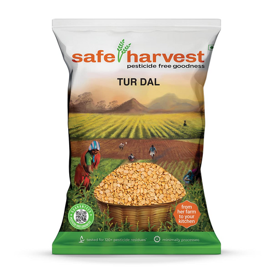 Safe Harvest Pesticide Free Goodness Unpolished Tur Dal/Arhar Dal | Natural | Chemical Free | Vegan | Gluten Free - 1Kg