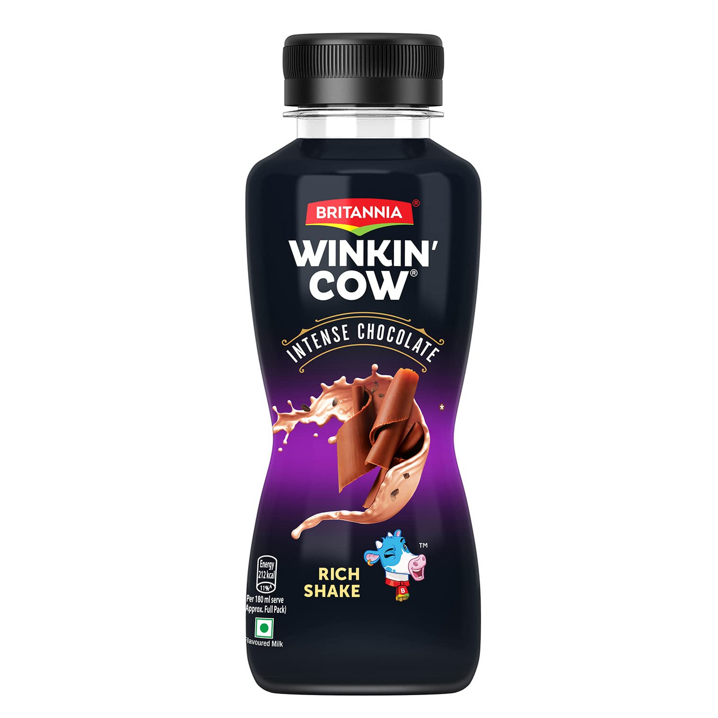 Britannia Winkin Cow Badam Flavoured Milk, 180 ml Pet Bottle