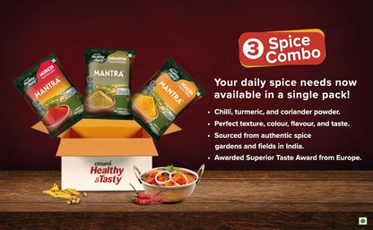 Emami Healthy & Tasty Mantra Triple Spice Combi Pack (Haldi 200gm, Dhaniya 200gm, Mirch 200gm) | Value Saver Pack 600gm