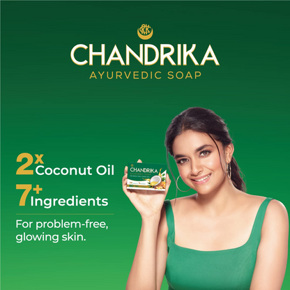 Chandrika Ayurvedic Soap Classic| Handmade Soap for Naturally Radiant Skin| For All Skin Types| 125g (Pack of 6)