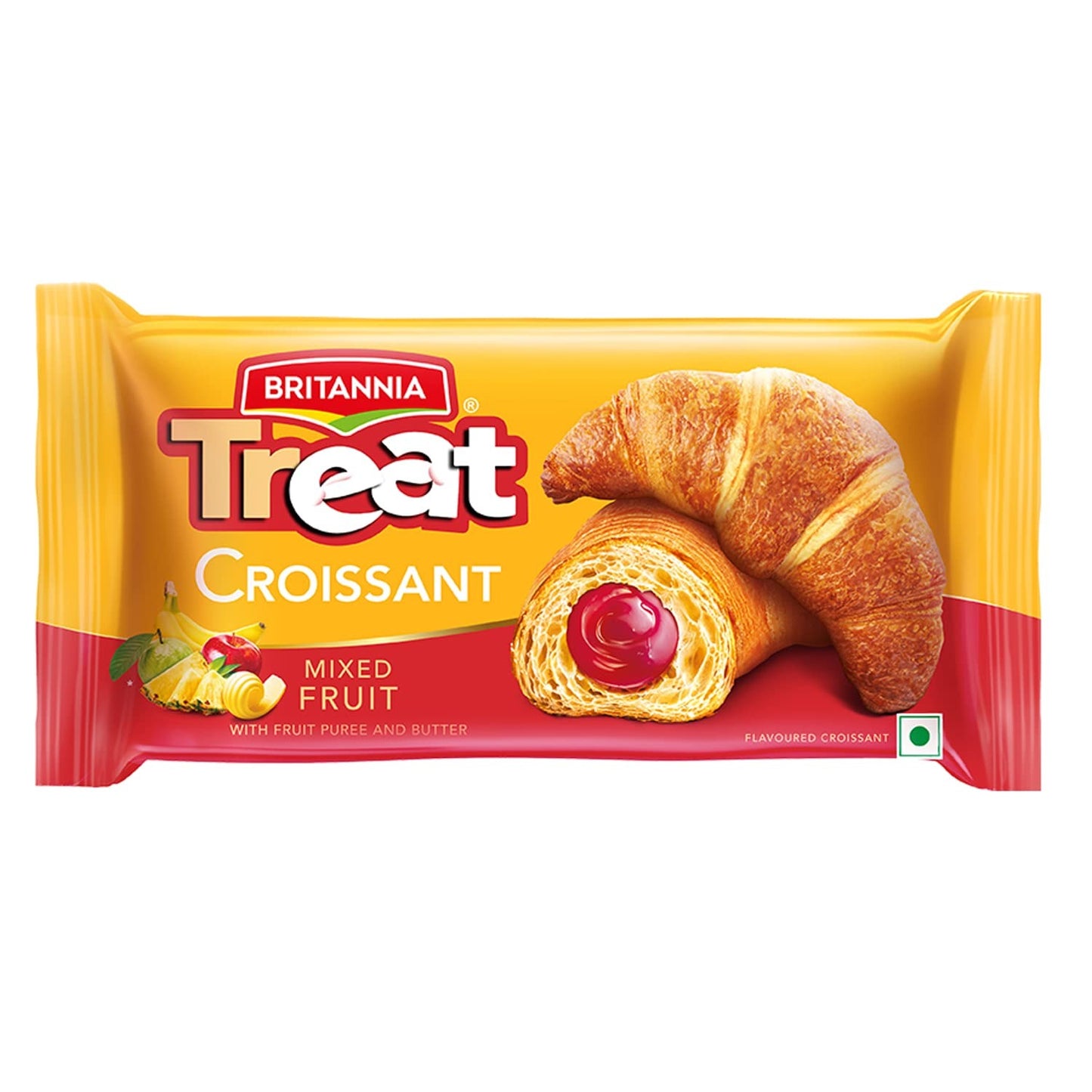 Britannia Treat Croissant – with Mixed Fruit Crème Filling (47g) – 100% VEG