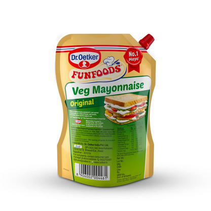 Dr. Oetker FunFoods Veg Mayonnaise Original | Mayonnaise for Sandwich, Burger, Wraps | 100% Veg Mayonnaise Family Pack of 875g/800g Weight My Vary