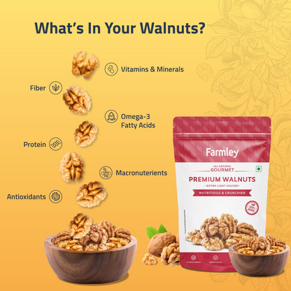 Farmley Chile Walnut Kernel | 200 gram | Walnuts Without Shell, Akhrot, Dry Fruits