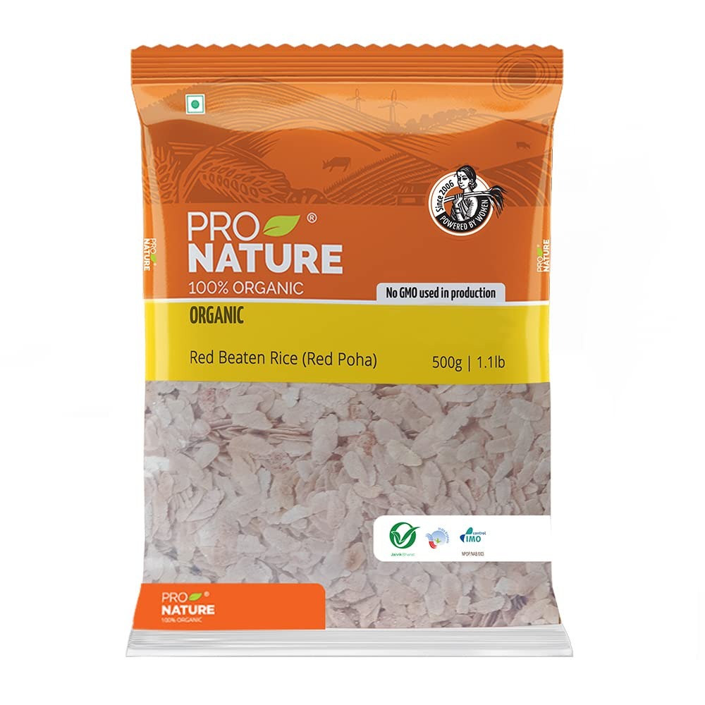 Pro Nature Organic 100% Organic Red Beaten Rice (RedPoha)500g